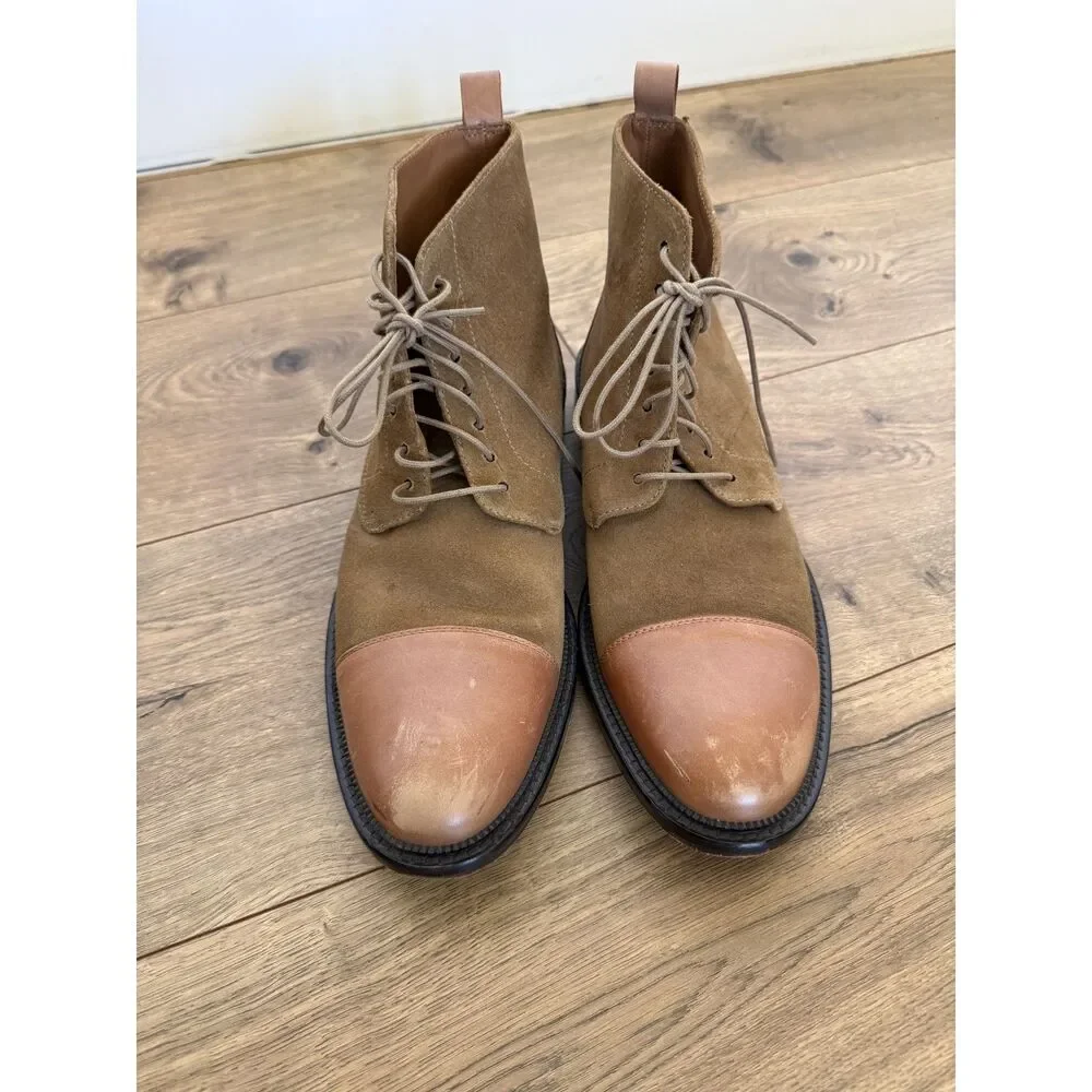 TAFT 40 The Troy Boot Ochre 2 tone oxford leather mens lace up dress suede tan